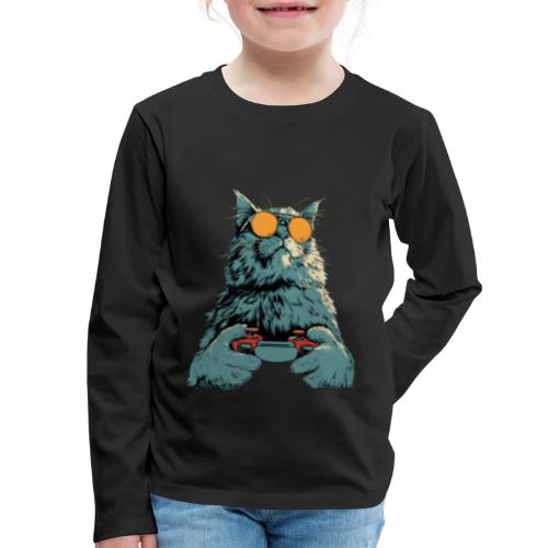 Cat: Fluff Mode On - Kids' Premium Long Sleeve T-Shirt