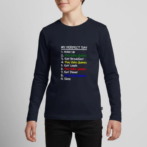 My Perfect Day Funny Video Games Quote For Gamers - Kids' Premium Long Sleeve T-Shirt