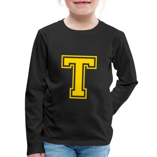 Letter T – Capital Athletic Alphabet Monogram - Kids' Premium Long Sleeve T-Shirt