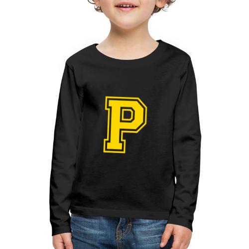 Letter P – Capital Athletic Alphabet Monogram - Kids' Premium Long Sleeve T-Shirt