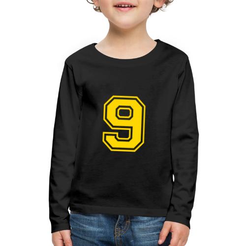 Number 9 in a classic athletic collegiate font - Kids' Premium Long Sleeve T-Shirt