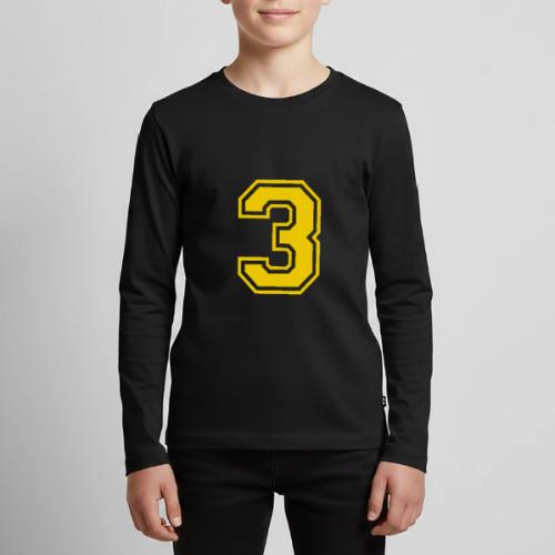 Number 3 in a classic athletic collegiate font - Kids' Premium Long Sleeve T-Shirt