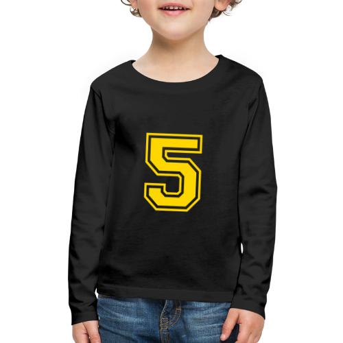 Number 5 in a classic athletic collegiate font - Kids' Premium Long Sleeve T-Shirt