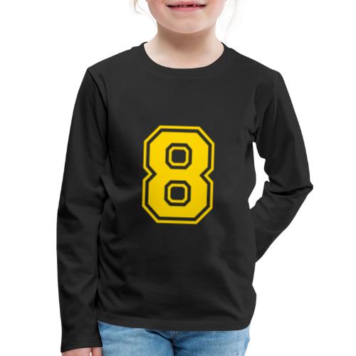Number 8 in a classic athletic collegiate font - Kids' Premium Long Sleeve T-Shirt