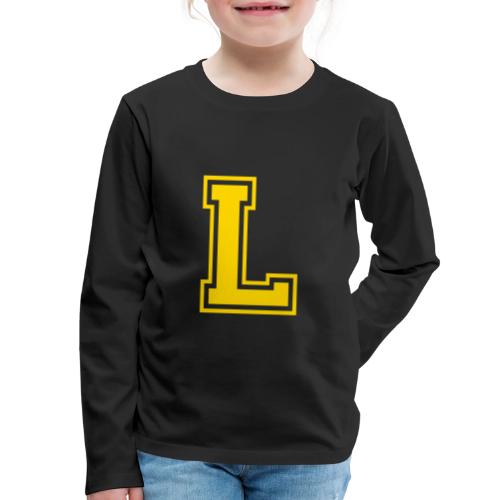 Letter L – Capital Athletic Alphabet Monogram - Kids' Premium Long Sleeve T-Shirt