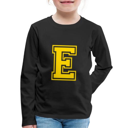 Letter E – Capital Athletic Alphabet Monogram - Kids' Premium Long Sleeve T-Shirt