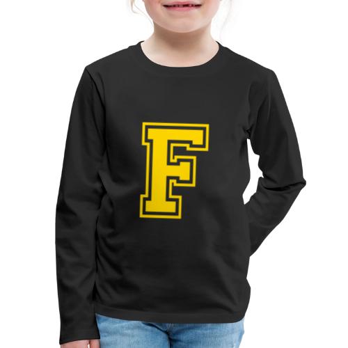Letter F – Capital Athletic Alphabet Monogram - Kids' Premium Long Sleeve T-Shirt