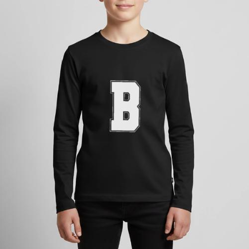 White Letter B – Varsity Alphabet Monogram - Kids' Premium Long Sleeve T-Shirt