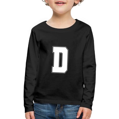 White Letter D – Varsity Alphabet Monogram - Kids' Premium Long Sleeve T-Shirt