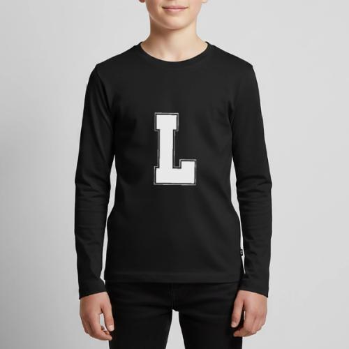 White Letter L – Varsity Alphabet Monogram - Kids' Premium Long Sleeve T-Shirt