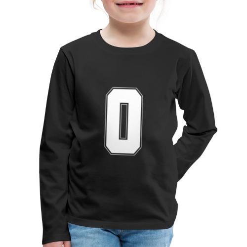 White Number 0 – Varsity Font - Kids' Premium Long Sleeve T-Shirt