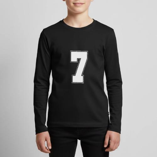 White Number 7 – Varsity Font - Kids' Premium Long Sleeve T-Shirt