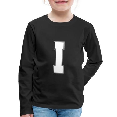 White Letter I – Varsity Alphabet Monogram - Kids' Premium Long Sleeve T-Shirt