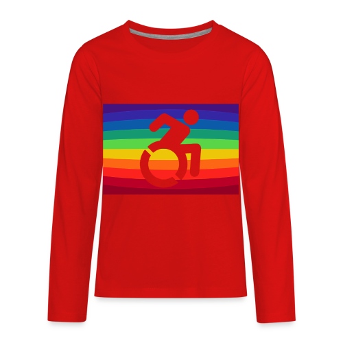 Rainbow wheelchair, LGBTQ flag 001 - Kids' Premium Long Sleeve T-Shirt