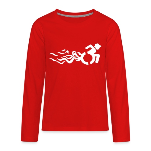 Wheelchair user with flames, disability - Kids' Premium Long Sleeve T-Shirt