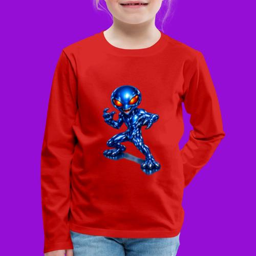 Angry Blue Alien - Kids' Premium Long Sleeve T-Shirt