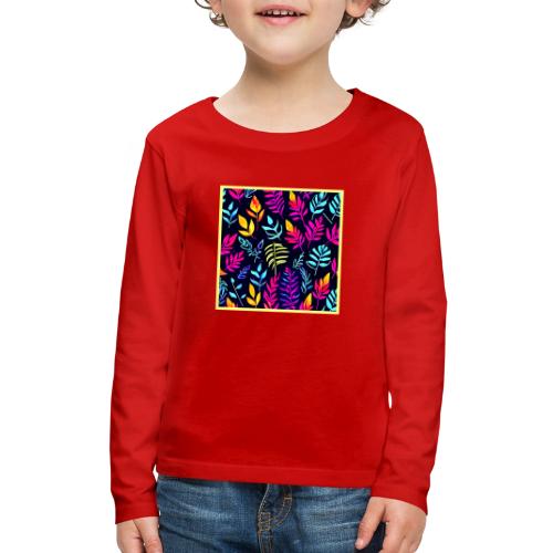 Radiant Autumn Glow: Neon-Hued Leaf Pattern - Kids' Premium Long Sleeve T-Shirt