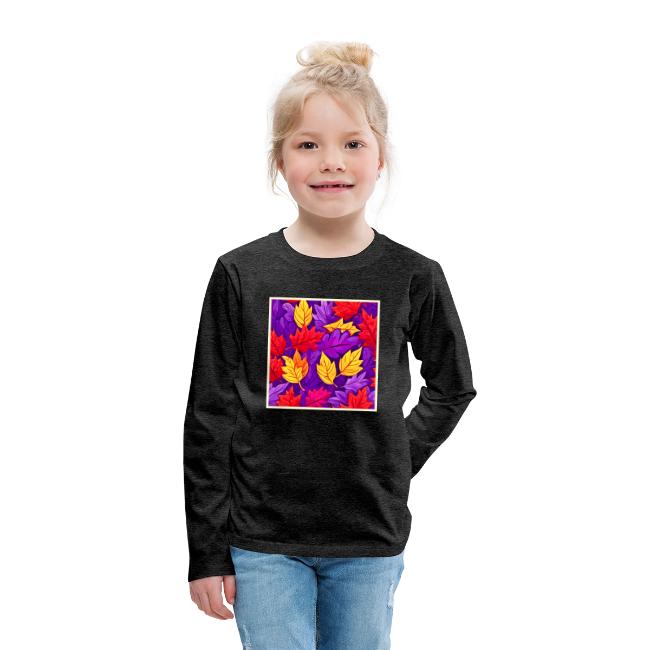 Vivid Cartoon Leaves: Purple, Yellow, Red