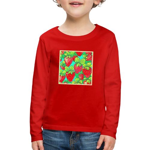 Strawberry Pop Art Pattern - Kids' Premium Long Sleeve T-Shirt