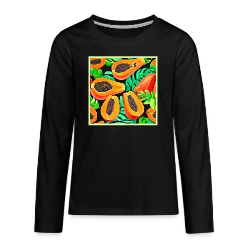 Papaya and Leaves Fresh Pattern - Kids' Premium Long Sleeve T-Shirt