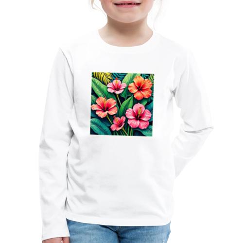 Tropical Hibiscus Bloom Artistry - Kids' Premium Long Sleeve T-Shirt