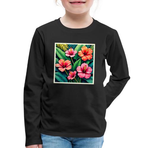 Tropical Hibiscus Bloom Artistry - Kids' Premium Long Sleeve T-Shirt