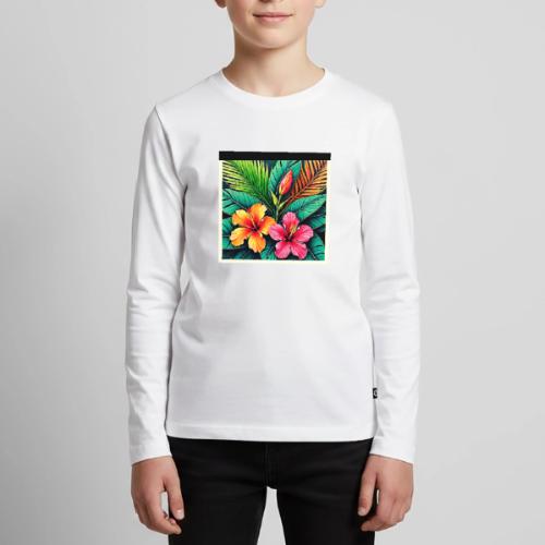 Tropical Hibiscus Bloom Art - Kids' Premium Long Sleeve T-Shirt