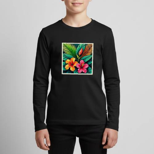 Tropical Hibiscus Bloom Art - Kids' Premium Long Sleeve T-Shirt