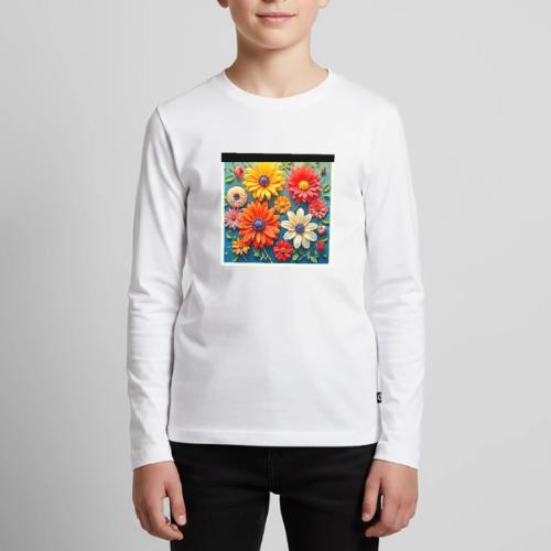 Vibrant Floral Fantasy Design - Kids' Premium Long Sleeve T-Shirt