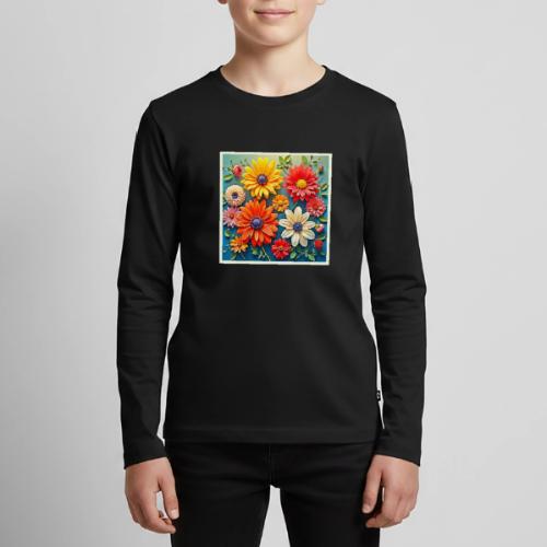 Vibrant Floral Fantasy Design - Kids' Premium Long Sleeve T-Shirt