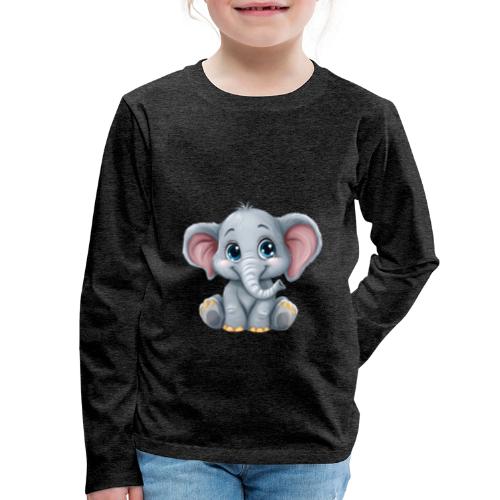 Sweet Cartoon Baby Elephant with Big Eyes - Kids' Premium Long Sleeve T-Shirt