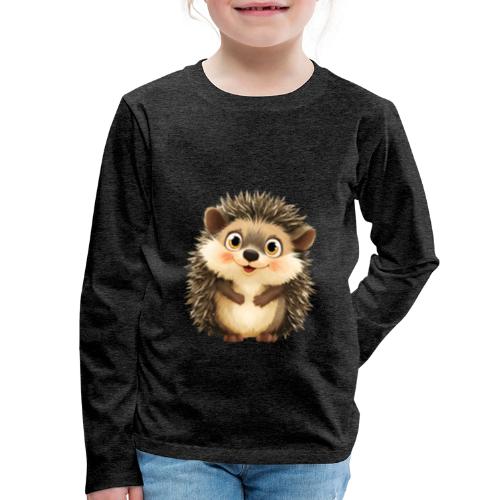 Smiling Cartoon Hedgehog with Joyful Expression - Kids' Premium Long Sleeve T-Shirt