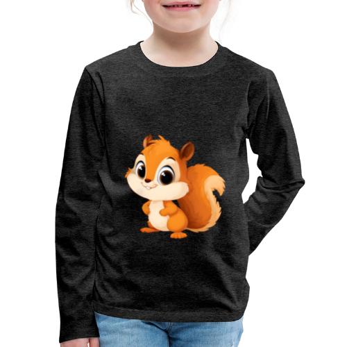 Playful Cartoon Squirrel with Big Innocent Eyes - Kids' Premium Long Sleeve T-Shirt