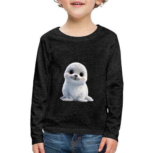 Cute White Cartoon Baby Sea Lion - Kids' Premium Long Sleeve T-Shirt