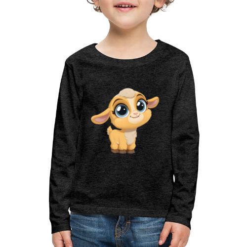 Sweet Cartoon Baby Goat with Joyful Smile - Kids' Premium Long Sleeve T-Shirt
