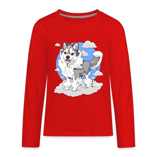 Memphis the Fluffy Land Cloud | Siberian Husky - Kids' Premium Long Sleeve T-Shirt