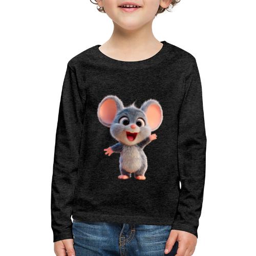 Joyful Cartoon Baby Mouse Arms Up - Kids' Premium Long Sleeve T-Shirt