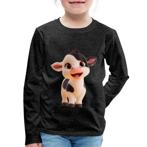 Joyful Cartoon Baby Cow Standing - Kids' Premium Long Sleeve T-Shirt