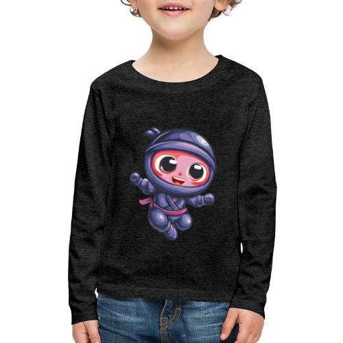 Joyful Cartoon Baby Ninja Jumping in Action - Kids' Premium Long Sleeve T-Shirt