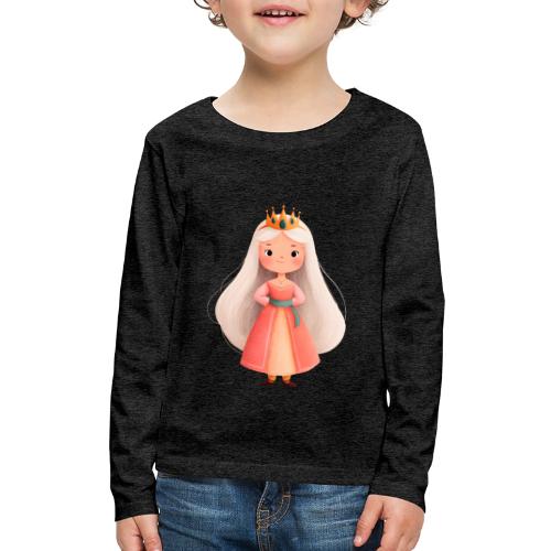 Cute Cartoon Little Princess with Long Hair - Kids' Premium Long Sleeve T-Shirt