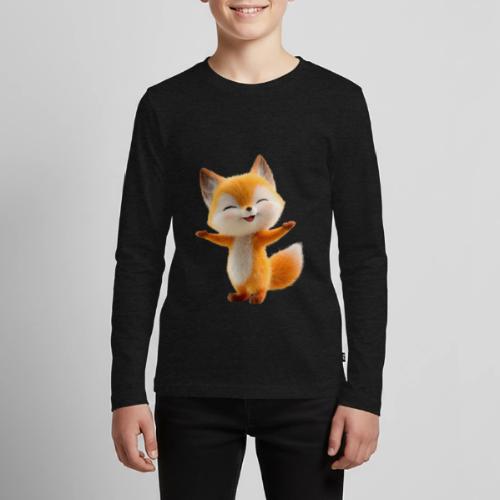 Cute 3D Cartoon Fox Standing Arms Up - Kids' Premium Long Sleeve T-Shirt