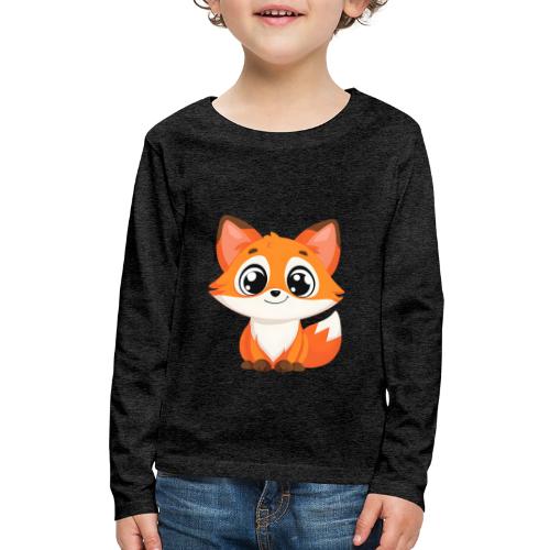 Adorable Cartoon Fox with Big Innocent Eyes - Kids' Premium Long Sleeve T-Shirt