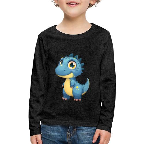 Smiling Blue and Yellow Baby Dinosaur - Kids' Premium Long Sleeve T-Shirt