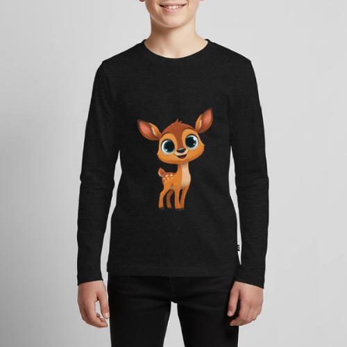 Cute Cartoon Deer with Joyful Big Eyes - Kids' Premium Long Sleeve T-Shirt