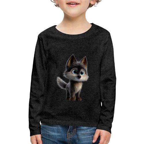 Innocent Cartoon Baby Wolf - Kids' Premium Long Sleeve T-Shirt