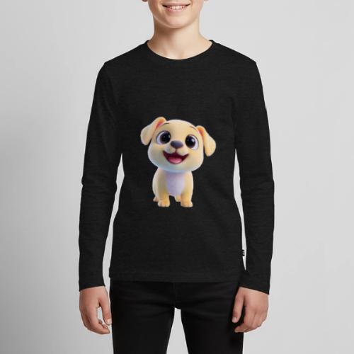 Playful 3D Baby Puppy Looking Up - Kids' Premium Long Sleeve T-Shirt