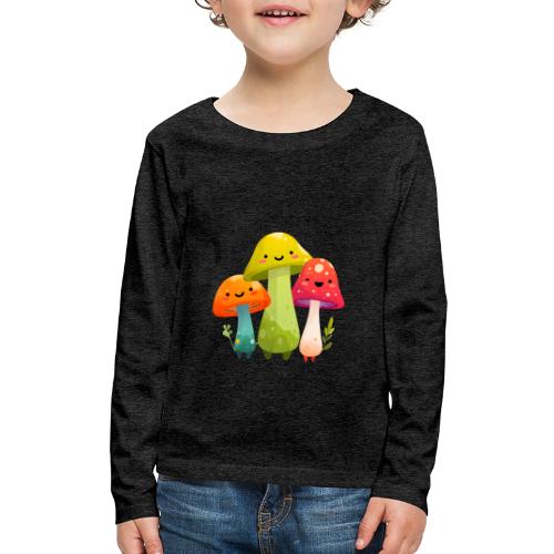 Trio of Happy Mushrooms - Kids' Premium Long Sleeve T-Shirt