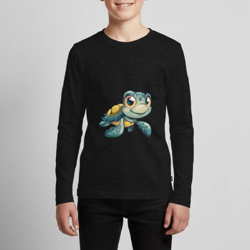 Playful Cartoon Baby Sea Turtle with a Smile - Kids' Premium Long Sleeve T-Shirt