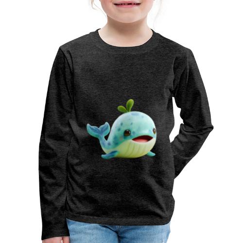 Playful Green-Blue Baby Whale - Kids' Premium Long Sleeve T-Shirt