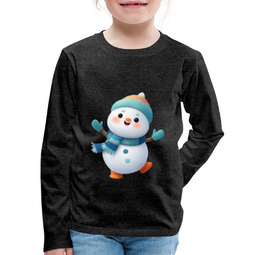 Joyful Cartoon Snowman Arms Up - Kids' Premium Long Sleeve T-Shirt